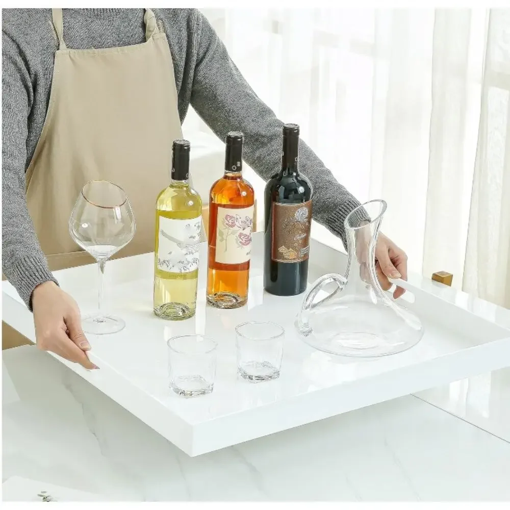 Extra Large 24x24 White Acrylic Serving Tray w Handles Glossy Butler - Picture 8 of 8